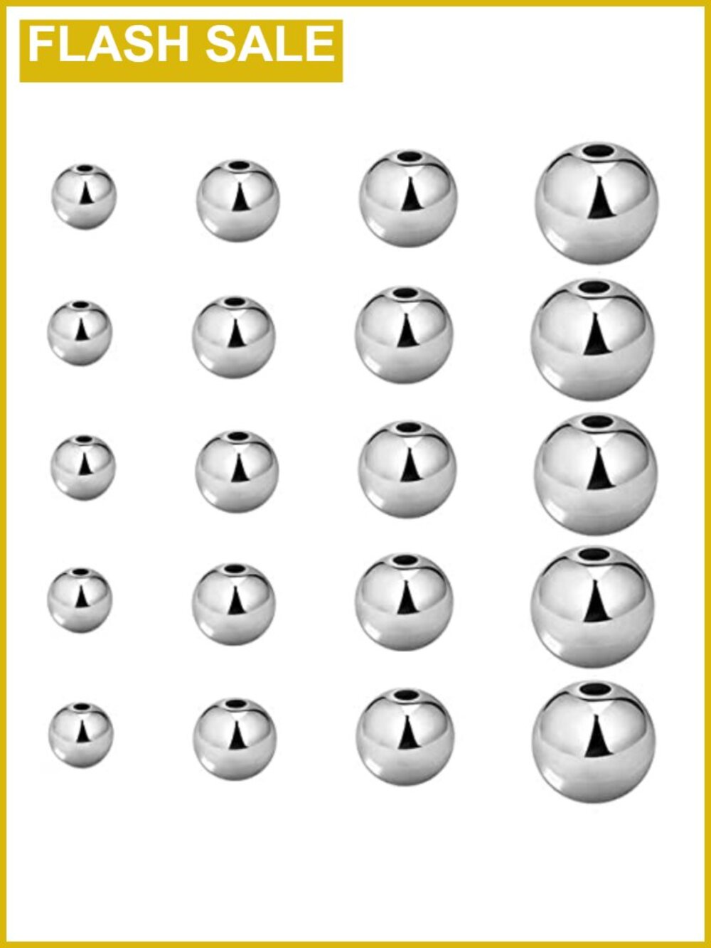 200pcs Round Brass Spacer Beads Silver-Tone 3/4/5/6mm DIY Jewelry Making